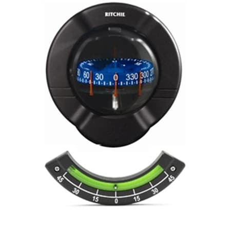 Hands On Ritchie Venture Bulkhead Mount Sail Boat Compass With Clinometer - Black HA57443